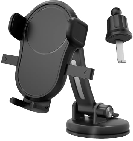 JOEAIS Supporto per Telefono Da Auto, Girevole a 360°, Set Di 3 (supporto+ventosa+clip), per Cruscotto, Parabrezza, Bocchetta Di Ventilazione, Compatibile Con Tutti Gli Smartphone Da 4,7-6,7