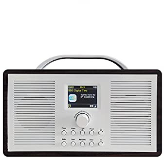 ALANO Radio FM / DAB+ / Bluetooth/AUX IN - Radio digitale in legno, radio portatile dab con display a colori 2.4 TFT e doppia modalità di allarme, radio dab con design retrò per giardino e cucina