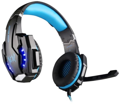 Mikikit Cuffie Gaming Con Microfono e Led Auricolari Confortevoli Over-ear Per Cuffie Per Giocare e Ascoltare Musica Design Nero Con Cavo
