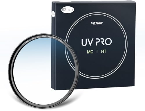VILTROX 62MM UV-Filter MC UV Schutzfilter,UHD-Kameraobjektiv, 18 Mehrschichtige Beschichtungen, Ultraharte Beschichtung, Nano-Beschichtung, Hydrophob, Kratzfest, Ultradünn, für 62mm Kameraobjektiv