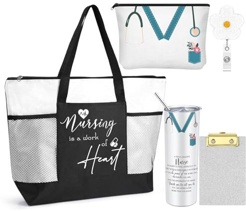 Willinglong 5 Pcs Nurse Appreciation Gift Set for Women Nurse Gifts Basket Set for Nursing Graduation School Student Cna Week (White)