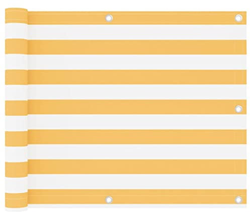 Furniture Home Tools Balkonschirm Weiß und Gelb 75x400cm Oxford Stoff