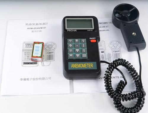 Taiwan Quality PROVA AVM-05 07 Anemometer Hochsensitive und akkurate HVAC-Anemometer Messwerte für Wind Speed Wind Flow Wind Temp Tester CFM Air Flow Velocity Meter (AVM-05)
