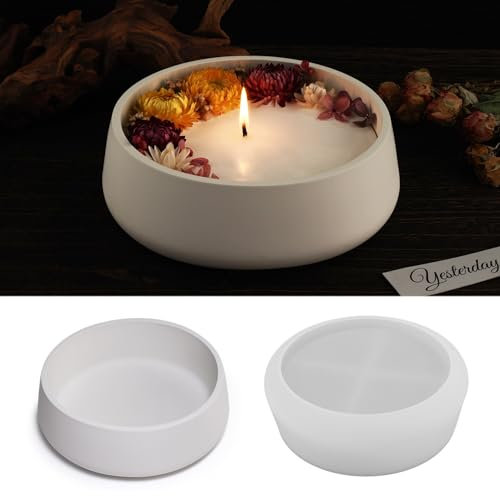 Kickmove Molde grande de silicona para cuencos, moldes de silicona para resina, hormigón, cemento, joyas, portavelas, maceta, almacenamiento de manualidades