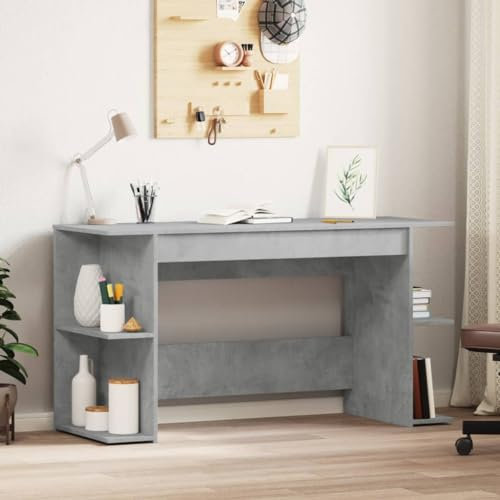 ZEYUAN Schreibtisch Betongrau 140x50x75 cm Holzwerkstoff, Gaming Tisch, Computertisch, Computer Desk, Office Table, Bürotisch, Arbeitstisch, Nähtisch, Pc Tisch - 840551