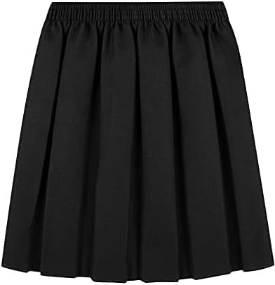 L S U Girls School Skirt Box Pleated Elasticated Waist Uniform Skirt (Blk 13-14)