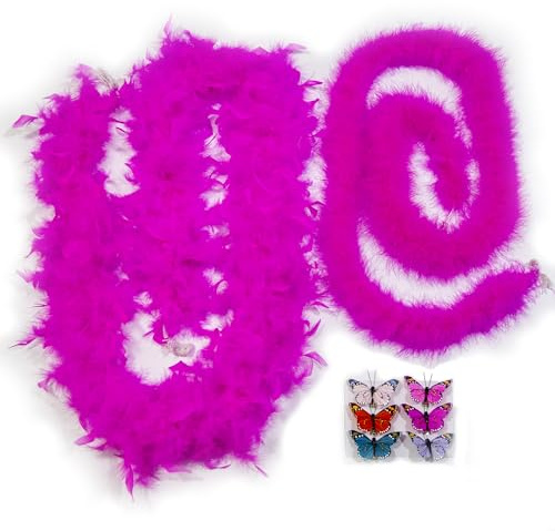 YCHTEWY - Élégant boa en plumes de dinde et de marabout - Accessoire glamour de 1,8 m pour fêtes, mariages, costumes et décoration (rose)