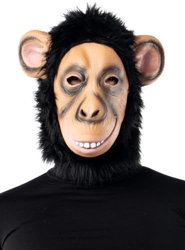 Funidelia | Maschera di scimmia per donna e uomo Animali, Scimpanzè, Gorilla - Accessori per Adulto, accessorio per costume - Nero