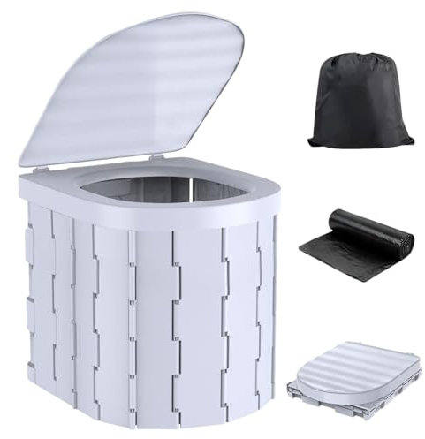 Toilette da campeggio pieghevole, WC portatile per adulti, WC da campeggio pieghevole portatile per adulti, secchio per vasino esterno, secchio da comodino per persone