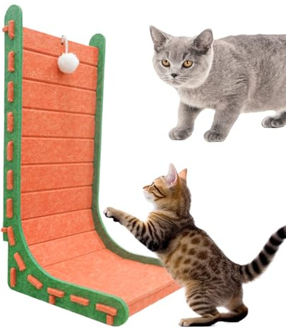 Rascador de fieltro para gatos, rascador vertical de fieltro para gatos, cama de material tipo L, tapete para arañar, juguete para interiores que evita daños en los muebles