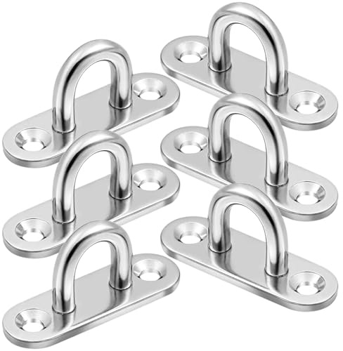 PUERHUACI Anclaje Pared,Ganchos de Techo,6 Piezas Gancho Techo,Placa de Ojo M6 Acero Inoxidable para Colgar