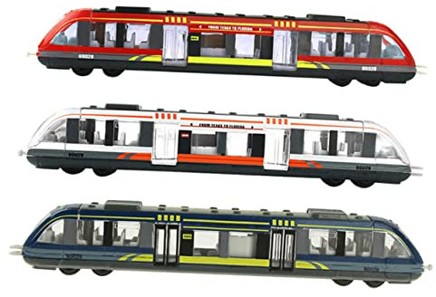 FRCOLOR Set Di Trenini Elettrici e Trenino Di Simulazione Per Bambini Dai 3 Ai 7 Anni, Trenini Giocattolo Portatili in Lega Resistente Per Scuola Materna e Viaggi