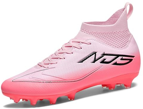 NUTTOPL Zapatillas de Fútbol Hombre Profesionales Atletismo Calzado de Fútbol Zapatillas de Deporte Entrenamiento para Césped Artificial Futbol de Competición Rosa 35 EU
