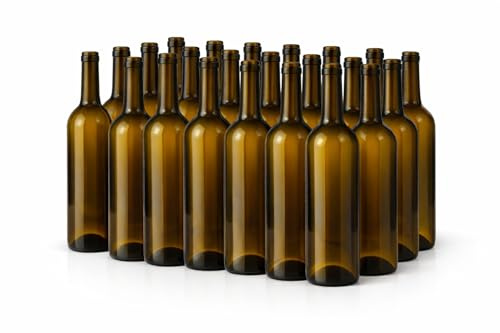 Taninea Botellas Cristal Vacías para Vino 750 ml Ámbar/Canela – Pack 24 – Tipo Bordelesa – Reutilizables para Vino Casero, Licores, Aceites y Vinagres