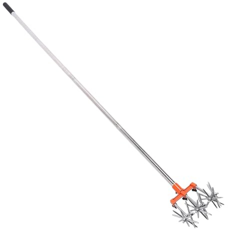 Cultivateur Rotatif, Outil de Jardin de Barre de Main réglable, Tull de Jardin réglable avec Poteau en Acier Inoxydable pour l'herbe de réensemence