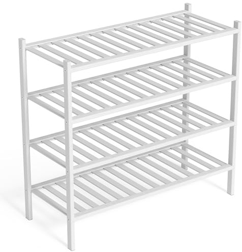 Skohylla Bambu 4 Nivåer 68x28x64 cm – Smal Stackbar Skoförvaring Hall