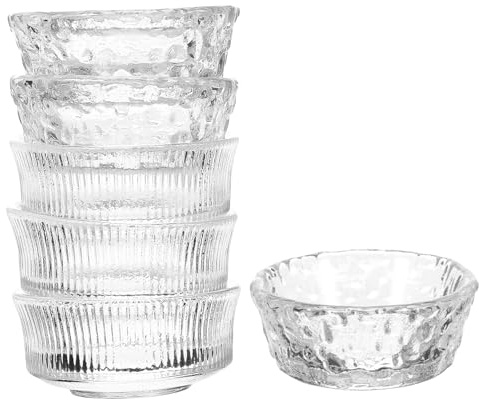 Toyvian 6 piezas Cuencos Pequeños de Vidrio con Diseños Únicos para Salsas y Aperitivos Tazones Multiusos para Cocina y Postres Recipientes Resistentes para Condimentos y Snacks
