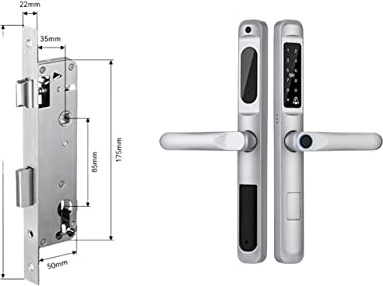 Smart Door Lock, Tuya App Waterproof Smart Door Lock Aluminum Biometric Lock Fingerprint Door Handle Digital Keyless Lock for Glass Sliding(A6 TYS 3585)