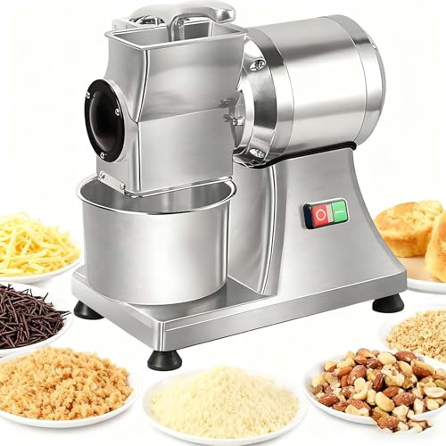 LYNNEYING Rallador di Formaggio Elettrico Migliorato, Trituratore di Pane, 900W 60KG/H, Parti Smontabili, Protezione Contro Il Surriscaldamento, Acciaio Inossidabile per Noci/Cioccolato/Ristoranti