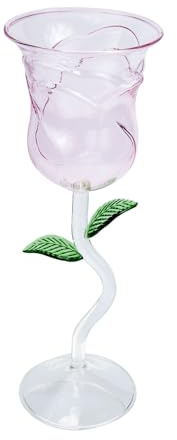 NUOBESTY Verre à Vin Forme Rose Verre Décoratif Élégant pour Cocktails Goblet Style Fleur Confortable et Résistant Bar et Réception