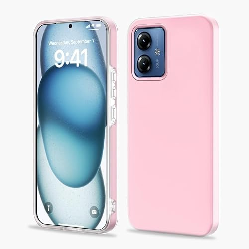 YUXING Funda para Motorola Moto G14 4G | Funda Protectora Antigolpes de PC & TPU, Acabado Mate Antihuellas, Diseño Elegante para Trabajo y Uso Diario(Rosa)