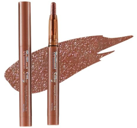 QEXUJOW Fards à paupières,Le fard à paupières en stick brun illuminateur illumine le contour des yeux, offre une couleur longue tenue et ne bave pas facilement.