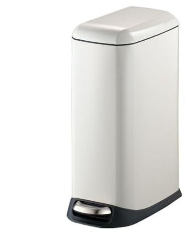 Interno Pattumiera sottile da 12/20 litri con coperchio a chiusura ammortizzata, pattumiera in acciaio inossidabile cestino rimovibile, a pedale for bagno, cucina, ufficio Cassonetto(Bianco,12L)