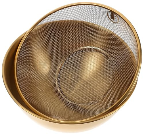TOYANDONA Set Scolapasta in Acciaio Inox 22 Cm, Cestello Filtrante e Ciotola per Mescolare, Colino a Rete per Verdure e Riso, Utensile Cucina Multifunzione per Uso Domestico e Campeggio