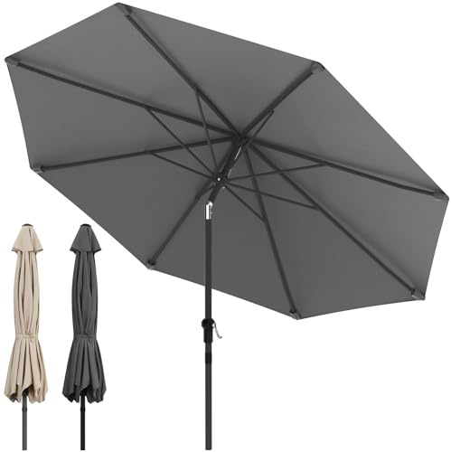 Huracan Parasol avec manivelle - Diamètre : 350 cm - Parasol de plage inclinable des deux côtés à 30 ° - Protection UV - En polyester - Imperméable et anti-taches - Parasol de balcon sans support