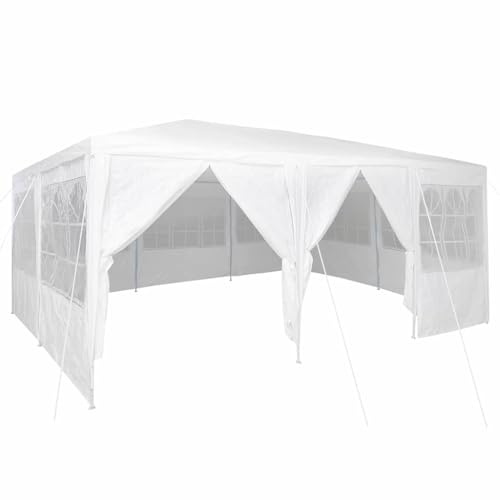 Tonnelle de Jardin, Tente de Réception Pavillon Barnum de Jardin Blanc 600 x 400 x 266 cm Polyéthylène