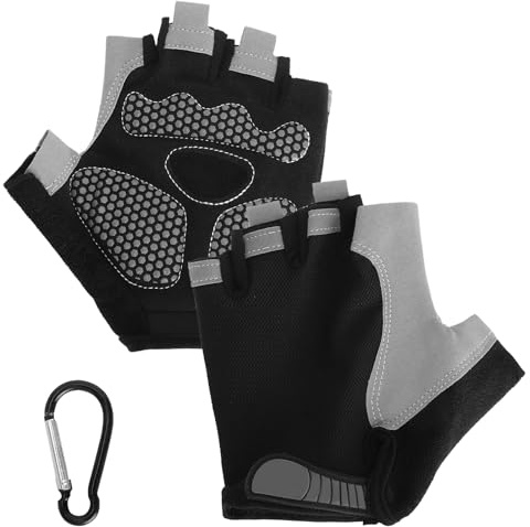 TLDBATICE Guanti Palestra Uomo Donna, Estivi Traspiranti Fingerless Cycling, Antiscivolo Antivibrazione Guanti Ciclismo con Grip e Chiusura a Strappo per Ciclismo Allenamento Palestra
