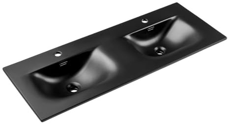 Lavabo da incasso VELOA 120 cm doppio lavabo in ceramica nero opaco design