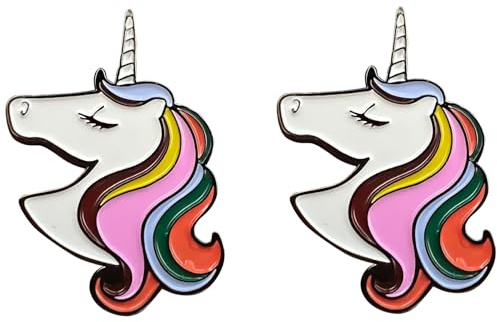 AYOMI 2 x lustige, niedliche magische bunte Einhorn-Anstecknadeln aus Emaille – lustiges trendiges Accessoire für Jacke, T-Shirt, Tasche, Hut, Schuh, One size, Emaille