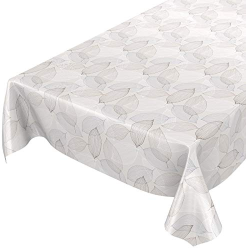 ANRO Wachstuchtischdecke Wachstuch Wachstischdecke Tischdecke abwaschbar Abstrakt Stimmung Laub Grau wasserabweisend Gartentischdecke Meterware pflegeleicht Lotuseffekt 160 x 140cm