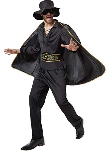 dressforfun 900531 - Herrenkostüm Zorro, In Schwarz gehaltenes Zorro-Outfit inkl. Cape, Maske und Hut (M | Nr. 302661)