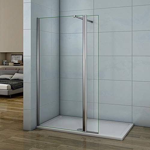 Parete Per Doccia Walk-in Munito di Paretina Mobile 40cm Vetro Trasparente 8mm Con Barra Stabilizzatrice Regolabile 73-120cm 80x200cm