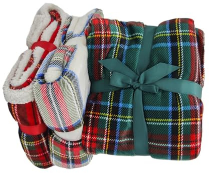 Daunex Kuscheldecke Tartan (Rot, 240 x 200 cm)