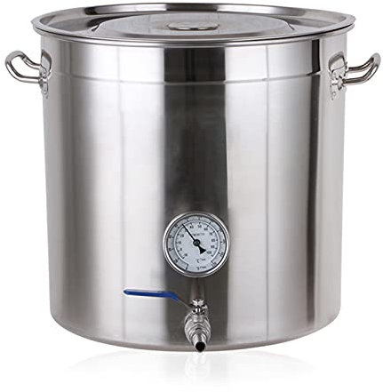 AIZYR Home Brew Wasserkocher Topf - Suppentopf, Fermenter Für Brüheimer Aus Edelstahl Mit/Deckel, Thermometer Und Kugelhahn Zum Brauen, Kochen Und Kochen,30 * 30cm