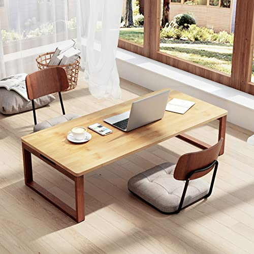 soges Klappbarer Couchtisch Beistelltisch aus Bambus Niedriger Tisch Kaffeetisch Japanischer Stil Couchtisch für Fenster, Tatami, Outdoor, Bett, 80 cm x 50 cm