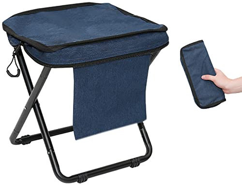 Generic Outdoor Hocker Klappbar Faltbarer Outdoor Hocker Campinghocker Tragbarer Klapphocker mit Aufbewahrungstasche, für Grill, Camping, Wandern, Garten, Strandterrasse,Blue,26.5 * 28 * 22