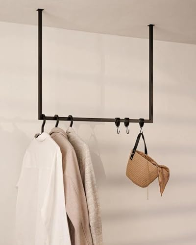 Metallbude Kleiderstange RUBI Schwarz - Eckige Garderobe mit Deckenmontage - Kratz-, Stoß- & Schlagfest - 80x60 cm