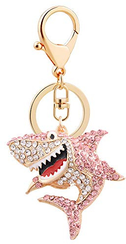 Kristall Hai Schlüsselanhänger für Damen Glitzer Strass Handtasche Tasche Charme Anhänger Glänzend Mode Taschenanhänger Bling Bling Metall Auto Schlüsselbund Rucksack Anhänger Autoschlüssel Dekor