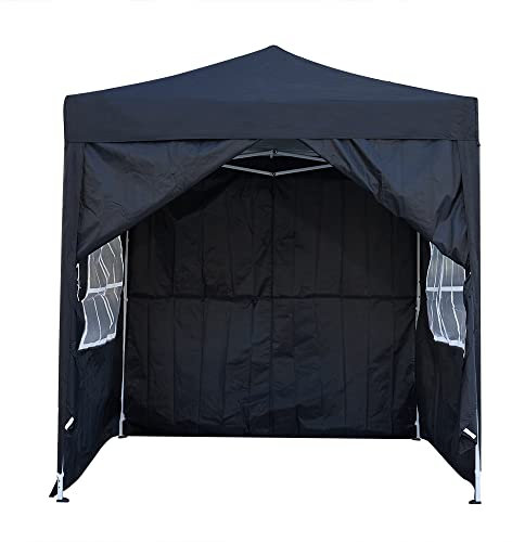Panana Waterproof 3x3m,2.5x2.5m,2x2m Pop Up Gazebo Party Tent BBQ Canopy Outdoor Awning w/ Side Walls, BLACK (GSGBZBBK0102X201-QUBD)