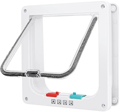 Cat Door, Safety Pet Door with 4 Way Lock, Weatherproof & Easy Installation Cat Flap Door for Interior Exterior Door, Window, Wall(X-Large, 20cm x 22cm Flap)