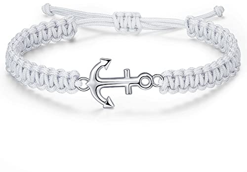 JENDEAR SHINE Bracelet Ancre Homme, Bracelet Corde Tressée Ajustable, Bijoux de Surf Nautique d'été pour Homme