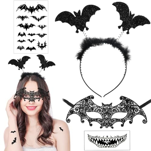 Huahuanghui Fledermaus Haarreif Maske Set 4 Stück