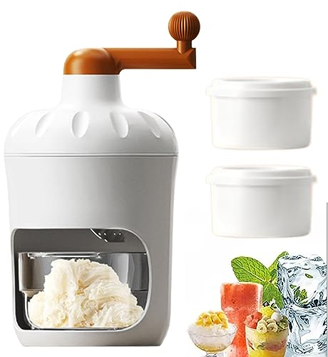 Tuzsocr Manuel Broyeur à Glace - Broyeur Rotatif, Machine à Glace Pilée Portable,Machine À Concasser Les Glaçons pour Les Cocktails avec bacs à glaçons,pour la Production de Glace pilée (2 Moule)