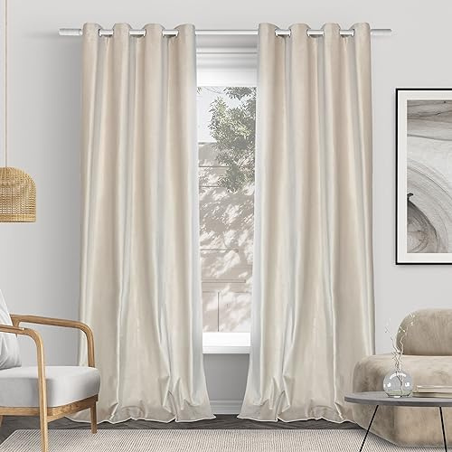 HOMEYA - 2 Piezas Cortina Terciopelo Semiopaco para Ventana, Cortina salón de Terciopelo de holandés 140 x 260 cm, Holandés Beige Claro