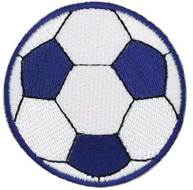 Fußball Blau Ball Aufnäher zum aufbügeln oder aufnähen Bügelbild Aufbügler für Kleidung gestickter Bügelpatch Applikation Fussball Sport Patch Größe 5,5 x 5,5 cm