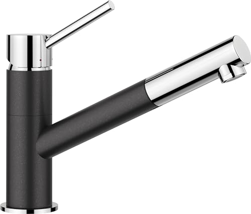 BLANCO KANO-S | Küchenarmatur in anthrazit/chrom | Niederdruck | Mit herausziehbarem Schlauch | Rückflussverhinderer | Keramik Kartusche | Gesicherte Wasserqualität & wassersparend